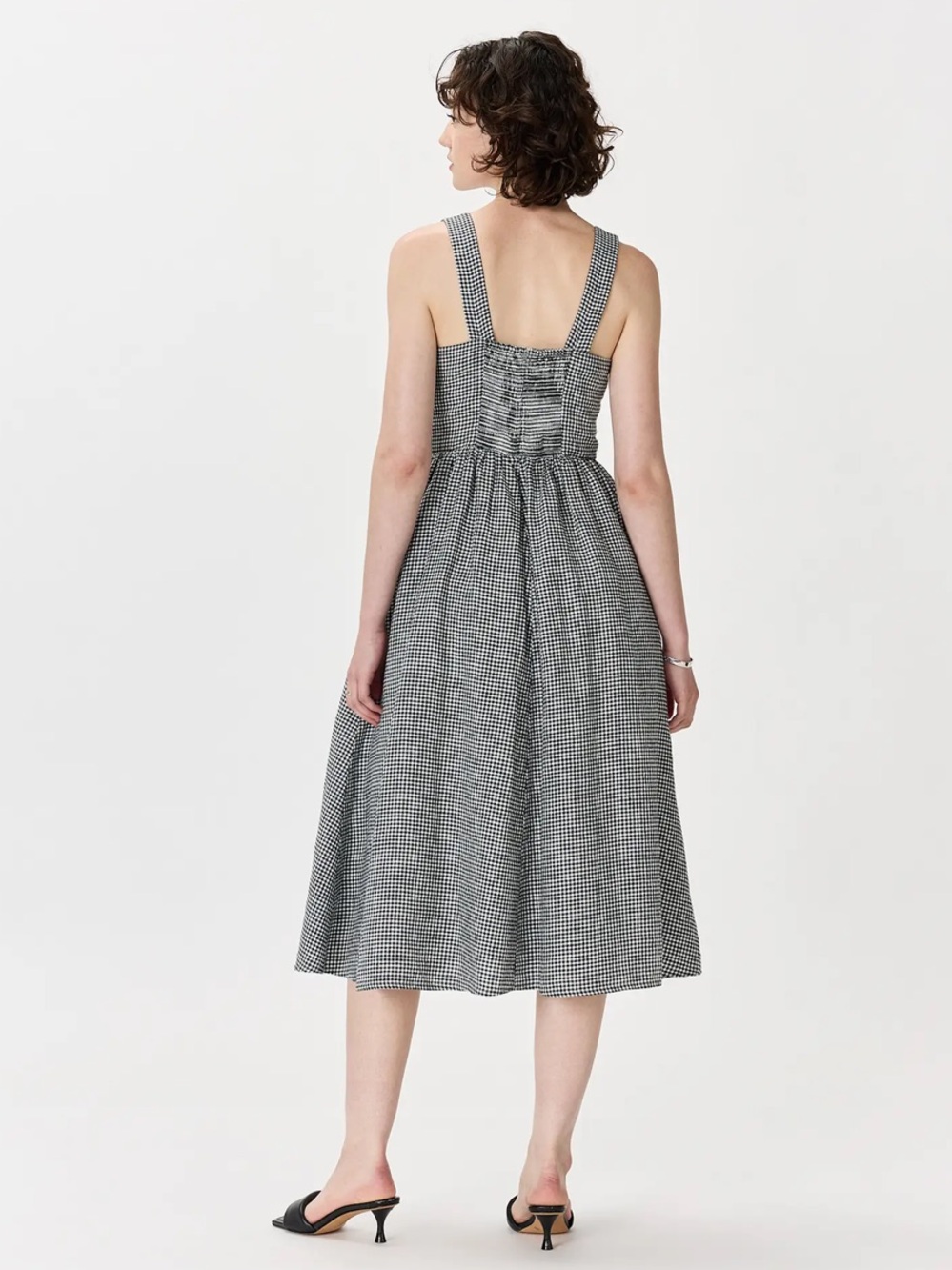 Quince 100% European Linen Midi Dress In Classic Mini Gingham Size XL - Picture 3 of 14